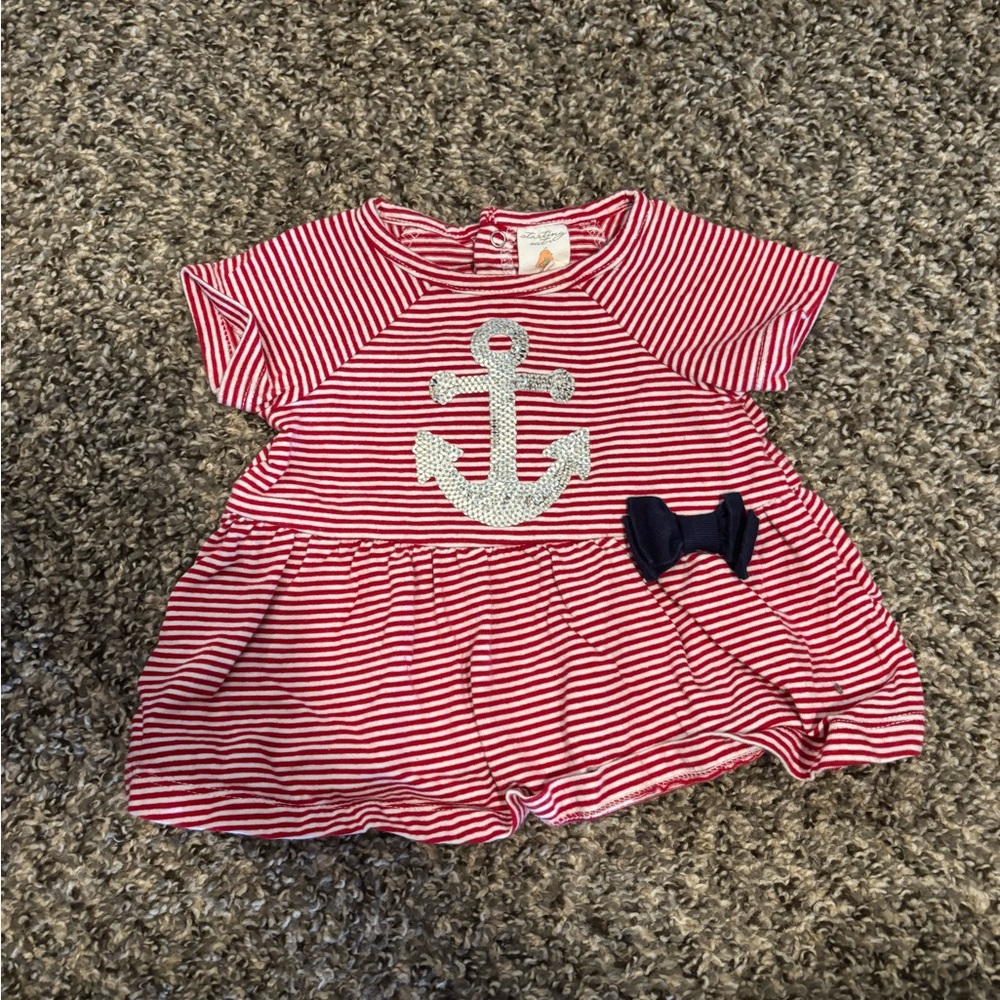 Starting Out 6 Months Red and White Striped Baby Outfit